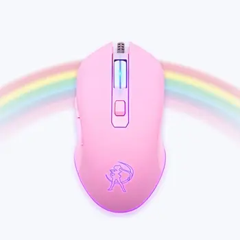 2021 Нова детска мишка с тихо щракване, 7 цвята led подсветка, оптичен слот мишки, ергономичен USB-тел с 3200 DPI и 6 бутони за PC
