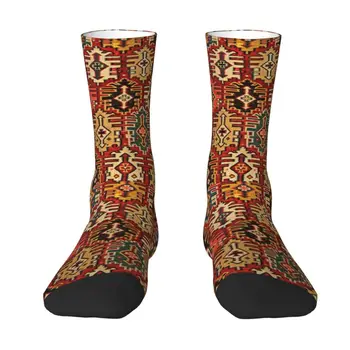 Античен турски tribal килим Килим, мъжки чорапи за екипажа, Унисекс, новост, 3D принт, реколта чорапи в стил бохо в бохемския етнически стил