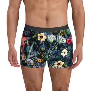 Бельо Forest, мъжки бикини с флорални принтом, дизайнерски ластични гащи-боксерки, високо качество на гащи-боксерки, големи размери