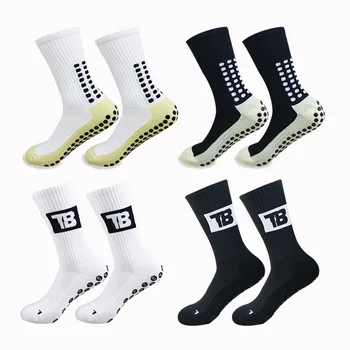 Ежедневни мъжки футболни чорапи с противоскользящим изземване, бели, черни, меки дишащи спортни чорапи за джогинг, колоездене, туризъм, женски футболни чорапи
