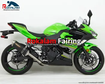 Комплект обтекателей за Kawasaki Ninja 400 2018 2019 2020 Ninja400 18 19 20 Зелено-черен бодикит на мотоциклет (шприцоване)