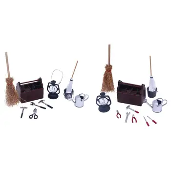 Набор от миниатюрни инструменти за куклена къща 1/12, модел работни инструменти за декорация на двор