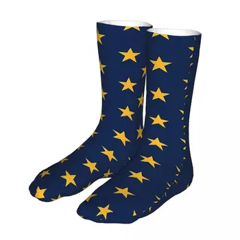 Нови чорапи мъжки и женски новост реколта чорапи с жълти звезди на Висококачествени чорапи Пролет лято Есен зима