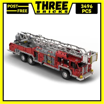 Строителни блокове ThreeBricks Moc, серия модели коли, големи тухли за пожарна машина, детски играчки 