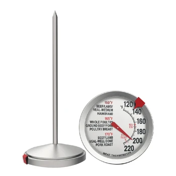 Термометър от неръждаема стомана с голям циферблат Водоустойчив датчик за температура продукти за барбекю птици с дълъг космическата сонда за готвене