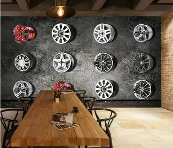 фотообои 3d на поръчка стенопис Реколта автомобилна гума циментова стена спалня начало декор тапети за стените, 3d хол