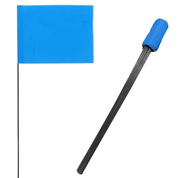 100 Опаковки синьо 4x5x16-инчов хартата за двора, маркировката, знамена за ландшафтно напояване, знамена от стоманена тел, маркировочный флаг за тревата