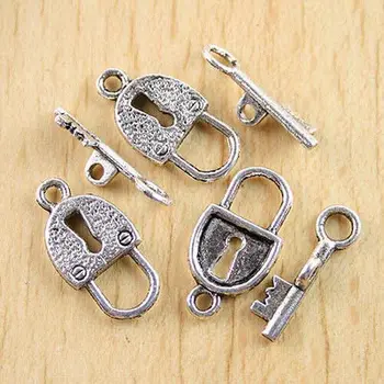 14 комплекти тибетски сребърни ключалки за ключове-тумблеров h0318