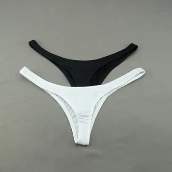 2 бр. Секси дамски бикини V-образна форма, Высокоэластичные меки памучни прашки, однотонное бельо с ниска тапицерия, секси бельо-прашка