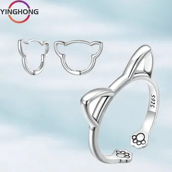 2023 Оригинален пръстен с кошачьими уши от сребро S925 проба за жени, бижута, Y2K, очарование, луксозен, изискан подарък