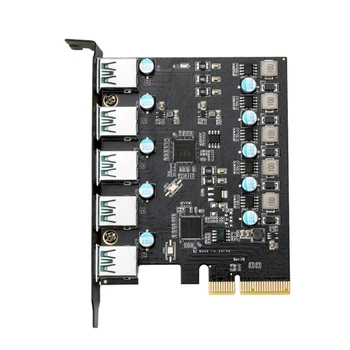 5 портове USB 3,2 PCI-E Адаптер за карта за разширяване на USB3.2 hub PCI-Express карта за разширяване на Директна доставка