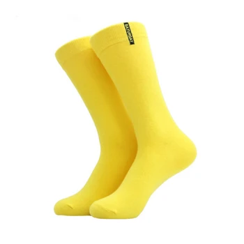 7 Цвята Памук Екипажа Чорапи Плътен Цвят Англия Джентълмен Чорапи Британски Стил На Бизнес И Ежедневни Мъжки Щастливи Смешни Чорапи С Бродерия