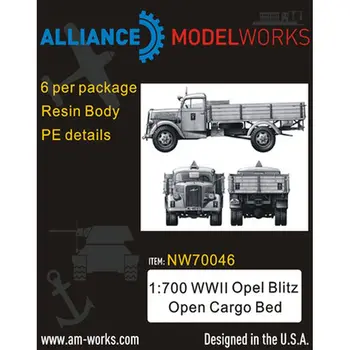 AM-WORKS NW70046 1/700 на Втората световна война Немски Открит товарното отделение на Opel Blitz (6 бр) Комплект части за ъпгрейд