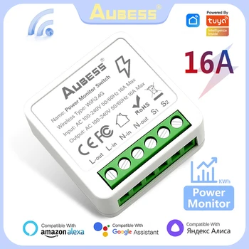 Aubess Power Monitor Превключвател 16A Wifi Smart Switch САМ Превключвател С Функция 2-полосного Управление на Подкрепа Yandex Алиса Алекса Google Home