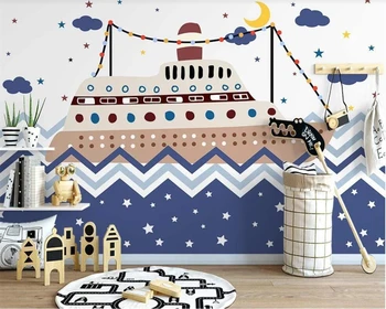 beibehang papier peint, нова ръчно рисувани в скандинавски стил, морска лодка, тапети тапети за интериор на детска стая