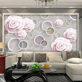 beibehang Индивидуална фреска, Стенопис 3D Голяма Проста тема розов мехур Стенопис диван за хола Фон, за да гледате филма на 3D тапети