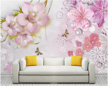 beibehang Потребителски тапети модерна минималистичная 3d стенопис с тисненым цвете за дома и фонова стена papel de parede нови 3d тапети