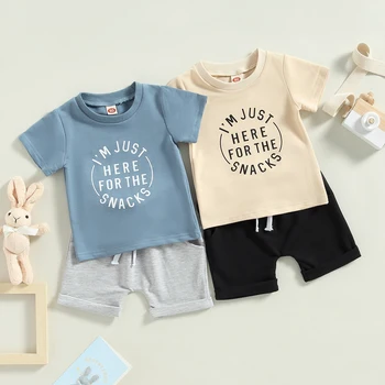 Citgeett, летни комплекти дрехи за малки момчета, блузи с къс ръкав и писмото принтом + обикновена шорти на съвсем малък, облекло