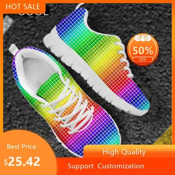 HYCOOL, лидер в продажбите на спортни обувки, с розови чертеж и 3D принтом, женски маратонки с дишаща мрежа дантела, удобни ежедневни обувки за ходене