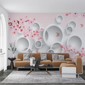Milofi full size personnalisé impression 3D moderne simple cercle de pêche fond décoration murale papier peint стенопис