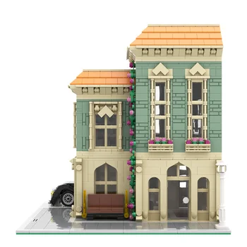 MOC Expert пощата ъглова доставка на автомобил тухли градска улица серия модел комплект Строителни блокове на детски играчки, подаръци 10182