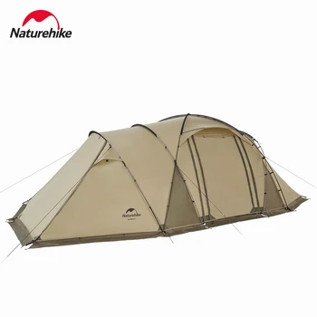Naturehike Открит за 4 човека, двупластова палатката е Голяма 210 Т полиестер Къмпинг Тунелни палатки Непромокаеми Един хол, Една спалня