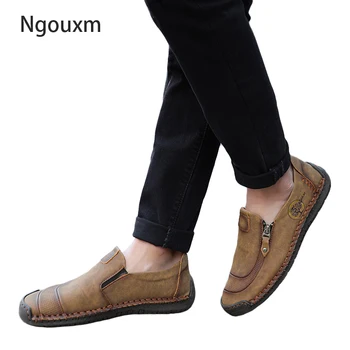 Ngouxm/ мъжки лоферы, меки мокасини, благородна демисезонная обувки от естествена кожа, мъжки ежедневни обувки на плоска подметка
