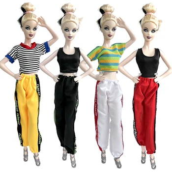 NK 4 бр./компл., модерен спортен жилетка, ежедневни риза, панталони, дрешки за кукли 1/6, спортни облекла за бягане, аксесоари за Барби кукли, Играчки