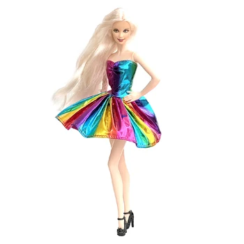NK1 бр, преливащи рокля за кукла 1/6, модни празнична пола, ежедневни облекла за танци, аксесоари за Барби кукли, играчки за деца
