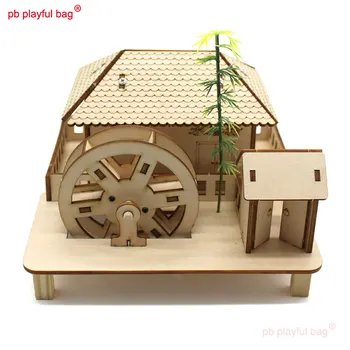 PB Игриво чанта Творческа личност Модел дом декорации DIY монтаж на дървени, ръчно изработени строителни блокове на Детски играчки UG86