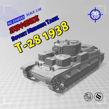 SSMODEL 48583 V1.7 1/48 Комплект модели от смола с 3D-принтом, съветският среден танк Т-28 1938