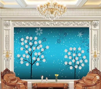 wellyu papel de parede para quarto Тапети по поръчка Синьо красиви перлени бижута бижутерия дърво просто фон за телевизор в хола