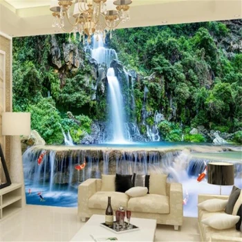 wellyu индивидуални голям стенопис мода подобрения на дома планински водопад вода 3D стенопис пейзаж на фона на стената