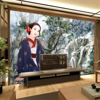 wellyu, индивидуални голям стенопис, модерно украса за дома, китайски елементи, фигурки почистване на стаята, телевизор, диван, фонова стена, papel de parede