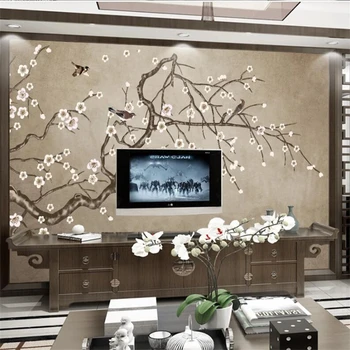 wellyu Потребителски тапети 3D стенопис нова китайска класическа ръчно рисувани бяла източване на птица ТЕЛЕВИЗИЯ фон тапети начало декор на 3d Тапети