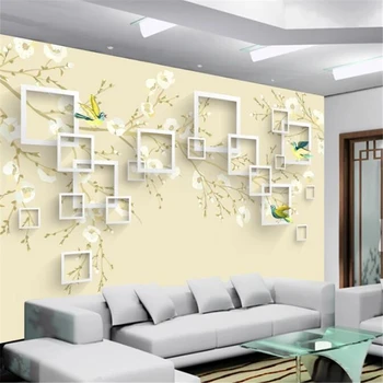 wellyu Потребителски тапети 3d стенописи ръчно рисувани цветя и птици фигура ТЕЛЕВИЗИЯ фон стенни боядисване тапети papel de parede