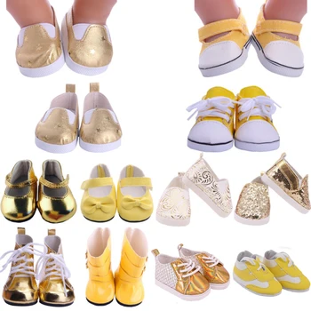 Аксесоари за кукольной обувки жълта серия е Подходящ за 18-инчови и 43-инчов именинниц ново поколение, руски играчки-подаръци 