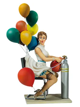 В разглобено формата на 1/22 80 мм ЖЕНСКИ палав балони (С основание) Исторически набор от смола умален модел неокрашенная