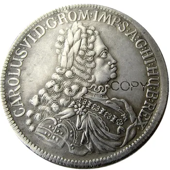 Германия Евро Австрия 1 Талер - Карл VI Хол 1721, Копие на монета, Покрита със сребро