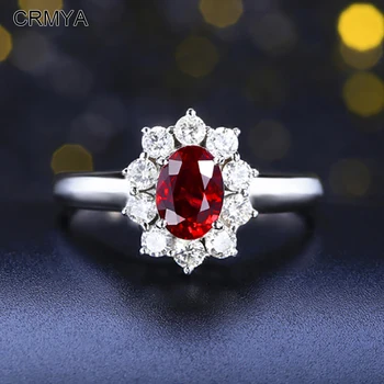 Годежни пръстени с червен кубическим цирконием CRMYA за жени, класически халки за годеж любовни двойки от бяло злато, 2023 Бижута на едро
