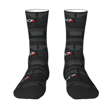 Готини мъжки чорапи-черупки на Mass Effect N7, топли удобни чорапи унисекс с 3D принтом, военни чорапи за екипажа на видео игри Съюз