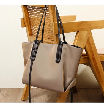 Дамска чанта от естествена кожа, голям голям пазарска чанта, дамски чанти-тоут от плат Оксфорд, GN-SB-njdlzp
