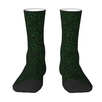 Дамски мъжки чорапи с матричен код Kawaii, 3D печат, научно-фантастичен хакер, програмист, енкодер, спортни баскетболни чорапи