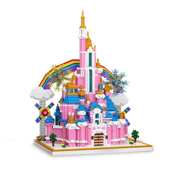 Дъга облак, приказен замък на принцеси, градивни елементи за детска стая, начало декор, спалня принцеси за момичета, арт декоративна тухла