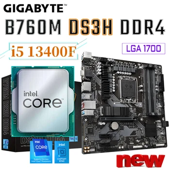 Дънна платка Gigabyte B760M DS3H DDR4 LGA 1700 + процесор Intel Core 13th i5 13400F С Подкрепата на D4 128 GB PCIe 4.0 M. 2 дънна Платка Нова