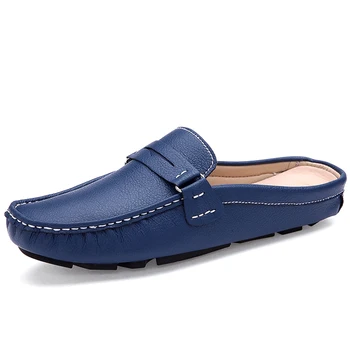 Ежедневни лоферы, обувки синьо и бяло на цвят, мъжки леки джапанки, удобна нескользящая мъжки модел обувки за водача, размер 39-44, мъжки обувки