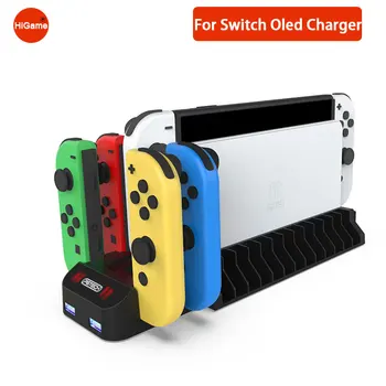 Зарядно устройство Joycon за Nintendo Switch, OLED контролер, поставка за съхранение, държач за карти, Аксесоари