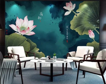 Китайската стенопис тапети мастило мастило lotus lotus дневна спалня фон монтиране на украса модел телевизор 3D фон