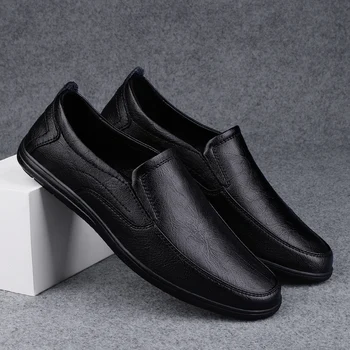 Класическа Ежедневни Кожени Обувки, Мъжки Обувки, ръчно изработени от естествена кожа 2023 Гореща Разпродажба на Бизнес модела обувки мъжки Удобни Обувки на плоска подметка