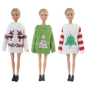 Коледен зимния пуловер, дрехи за момичета 11,5 инча за Барби кукли, аксесоари за кукли elf